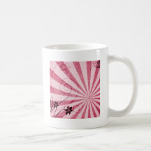 pink swirl abstract black coffee mugs