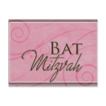 Pink swirl Bat Mitzvah Design Post Card