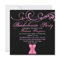 Pink Swirl & Corset Bachelorette Party Invitation