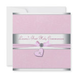 Pink Swirl Heart Pink Cross First Communion