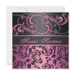 Pink Swirl & Rose Sweet 16th Birthday Invitation