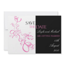 Pink swirl save the date invitation