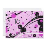 Pink Swirls 16th Birthday Party Invitation Cards