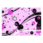Pink Swirls 16th Birthday Party Invitation Cards