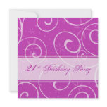 Pink Swirls 21st Birthday Party Invitation Cards