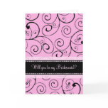 Pink Swirls Bridesmaid Invitation Card
