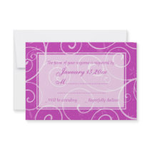Pink Swirls Elegant Wedding RSVP Cards Invites