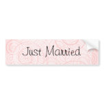 Pink Swirls Just Married Bumper Sticker