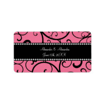 pink swirls wedding favors address label