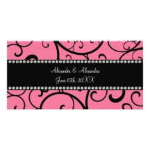 pink swirls wedding favors photo greeting card