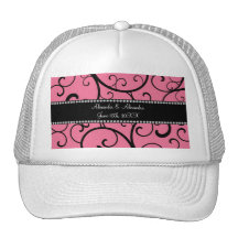 pink swirls wedding favors trucker hats