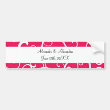 Pink swirls wedding favours bumper stickers