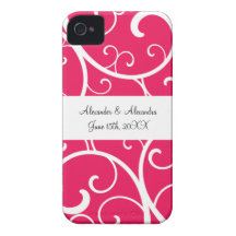 Pink swirls wedding favours iPhone 4 cover