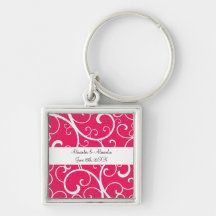 Pink swirls wedding favours keychain