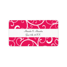Pink swirls wedding favours personalized address labels