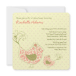 Pink Swirly Mom & Baby Bird Baby Shower Invitation