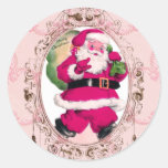 Pink Tag Santa Stickers