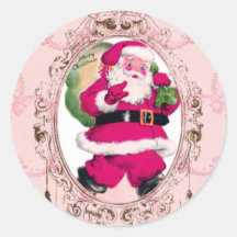 Pink Tag Santa Stickers