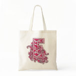 PINK TARTAN PATTERN MONOGRAMMED E TOTE bags