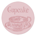 Pink Teacup Tea Party DIY Cupcake Toppers Stickers