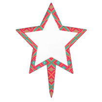 Pink Teal Geometric Pattern cake picks