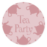 Pink Teapot Tea Party DIY Cupcake Toppers Stickers