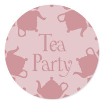 Pink Teapot Tea Party DIY Cupcake Toppers Stickers