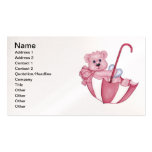 Pink Teddy Bear in Umbrella business cards