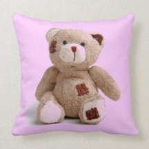 Pink Teddy Bear Throw Pillow