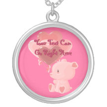 Pink Teddy Bear with Balloons Necklace