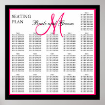 Pink Template Monogram Wedding Seating Chart Poster
