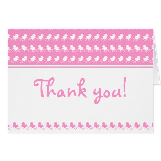 pink thank you card with ducks