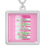 Pink Theme Christmas Sterling Silver Custom Necklace