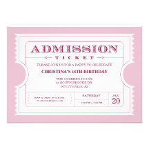 Pink Ticket Party Invitation