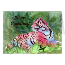 Pink Tiger aceo, Be myValentine! Greeting Card
