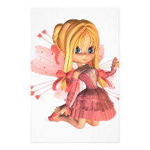 Pink Toon Valentine Fairy - 2 Customized Stationery