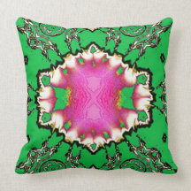 Pink Tourmaline on Green American MoJo Pillow