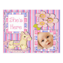 Pink Toys Photo Birth Announcement TBA 5/11/2009 Postcards