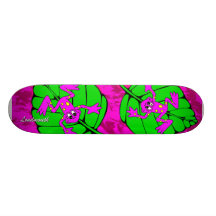 Pink tree frogs skateboard
