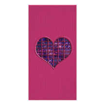 Pink trendy girly heart with purple material photo cards