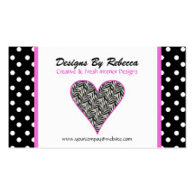 Pink Trim Zebra Print Heart Business Card