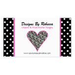 Pink Trim Zebra Print Heart Business Card