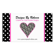 Pink Trim Zebra Print Heart Business Card