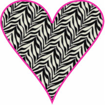 Pink Trimmed Zebra Heart Photo Cutouts