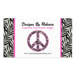 Pink Trimmed Zebra Peace Sign Business Card