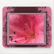 Pink tropical hibiscus flower mouse pads