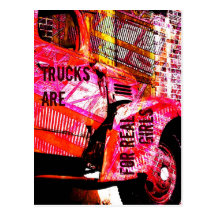 pink truck collage postcard