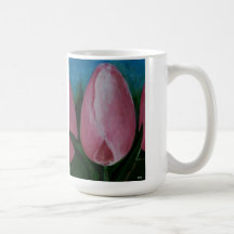 pink tulip coffee mug