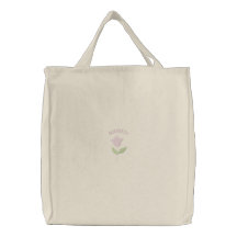 Pink Tulip Embroidered Carryall Embroidered Bag