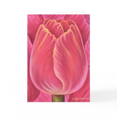 Pink Tulip Flower Nature Painting - Multi Greeting Cards by JUDERM